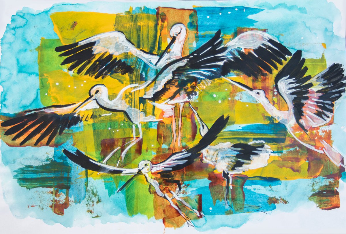Busy Sky (storks) by Ariadna de Raadt