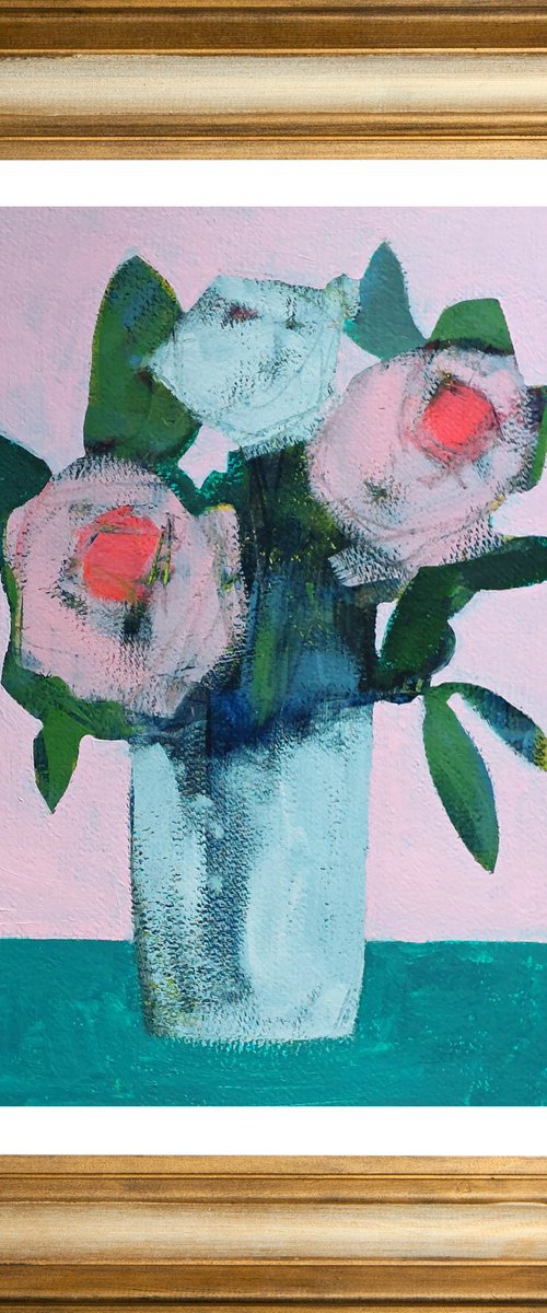Summer Flowers on Pink III by Jan Rippingham