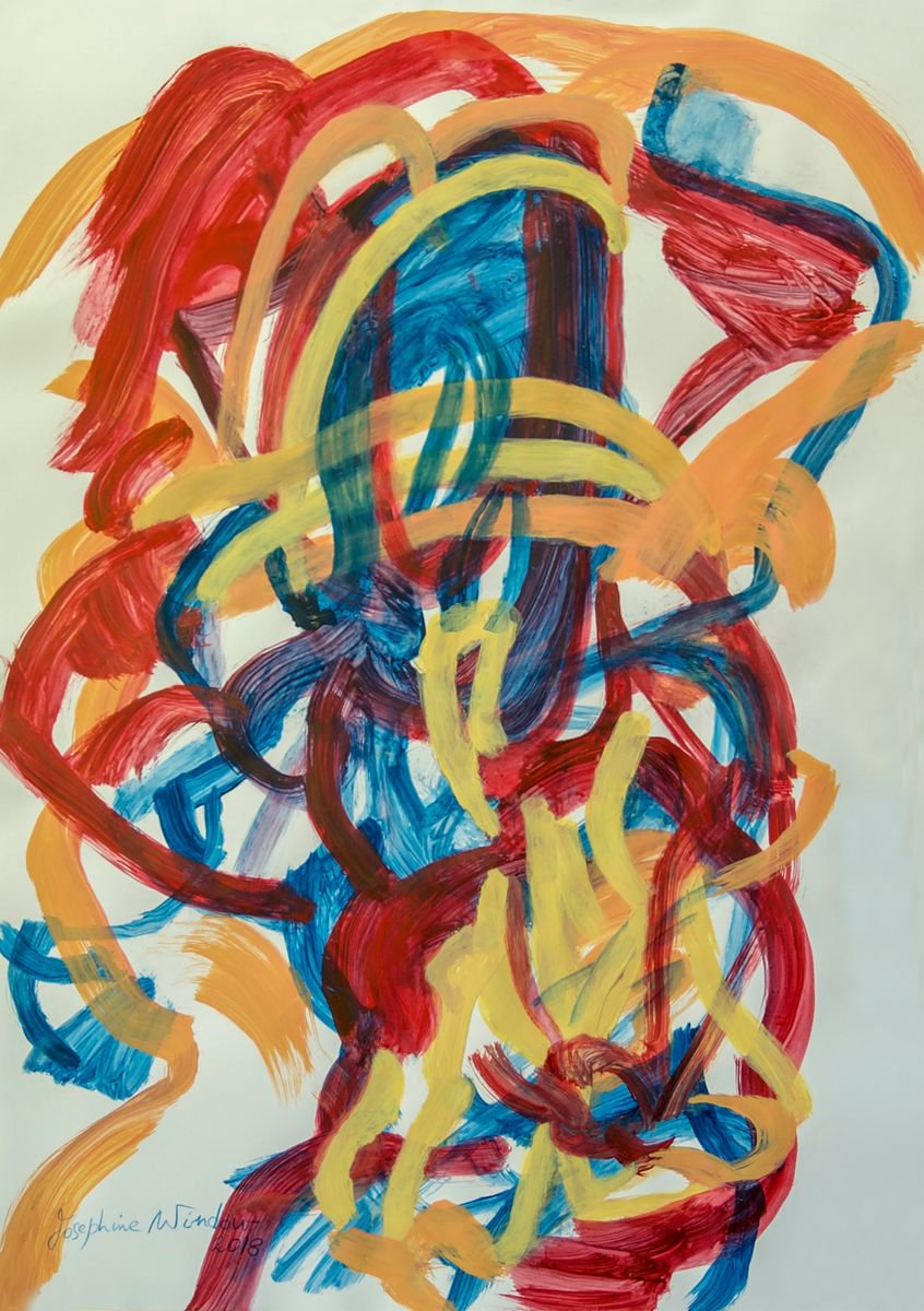 Organic Abstract Acrylic Painting By Josephine Window, 23 X 33", Vibrance #1 Abby, Original Artwork