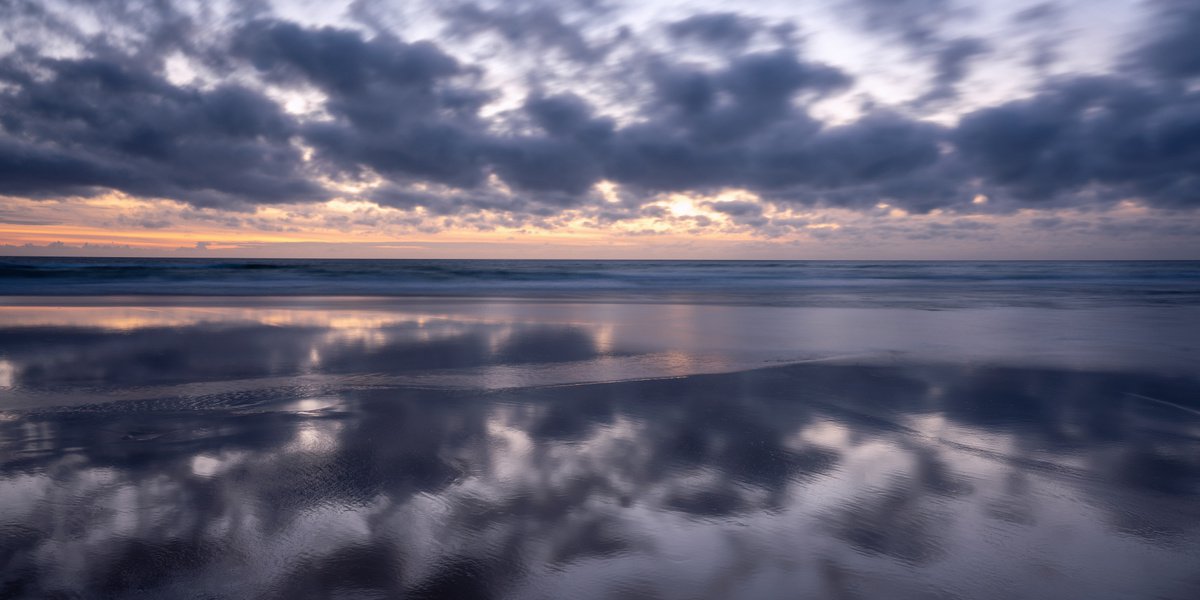 Hayle and Godrevy beach reflection at Sunset by Paul Nash