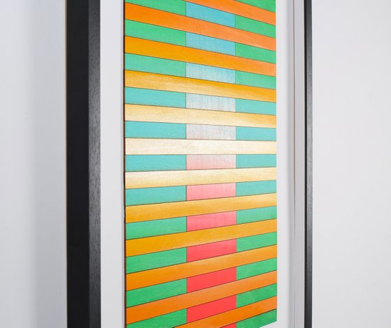 Three Panel Abstract Geometric Gradient Painting Number Eight