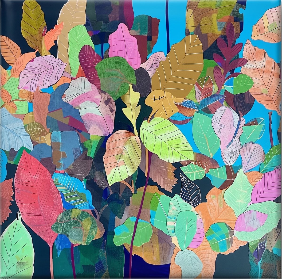 Abstract Acrylic Painting By V+V Kniazievi, 59 X 59", Botanical Symphony #6, Original Artwork