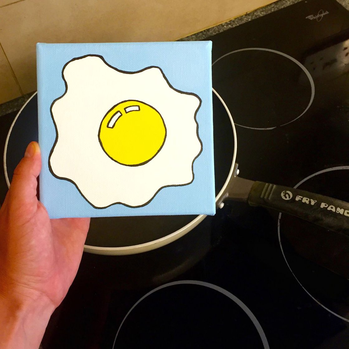 Fried Egg Pop Art Canvas Painting Acrylic painting by Ian Viggars