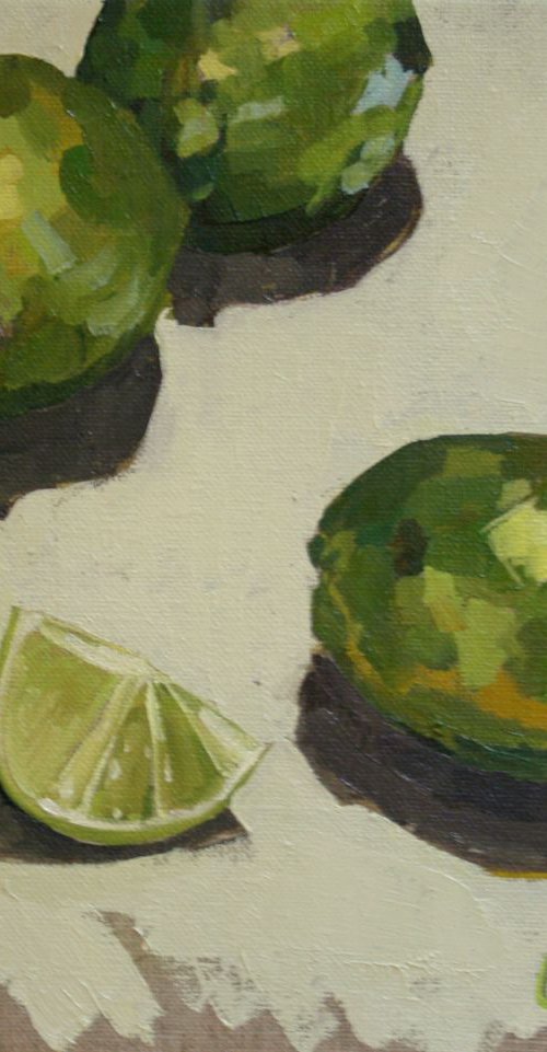 Still life of limes by Katharine Rowe