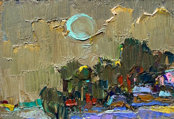 Moonlit night in the village