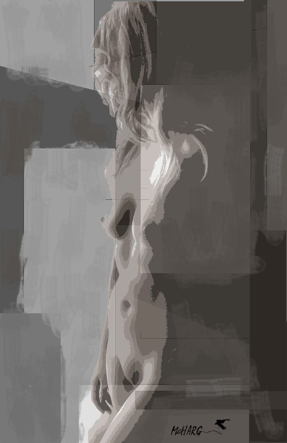 NUDE IN BLACK AND GREY  33"X51"