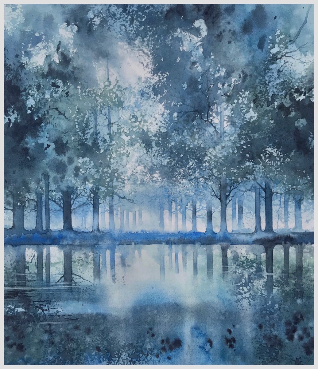 Impressionistic Landscape Watercolour By Nazar Grunyka, 15 X 18", Morning, Original Artwork