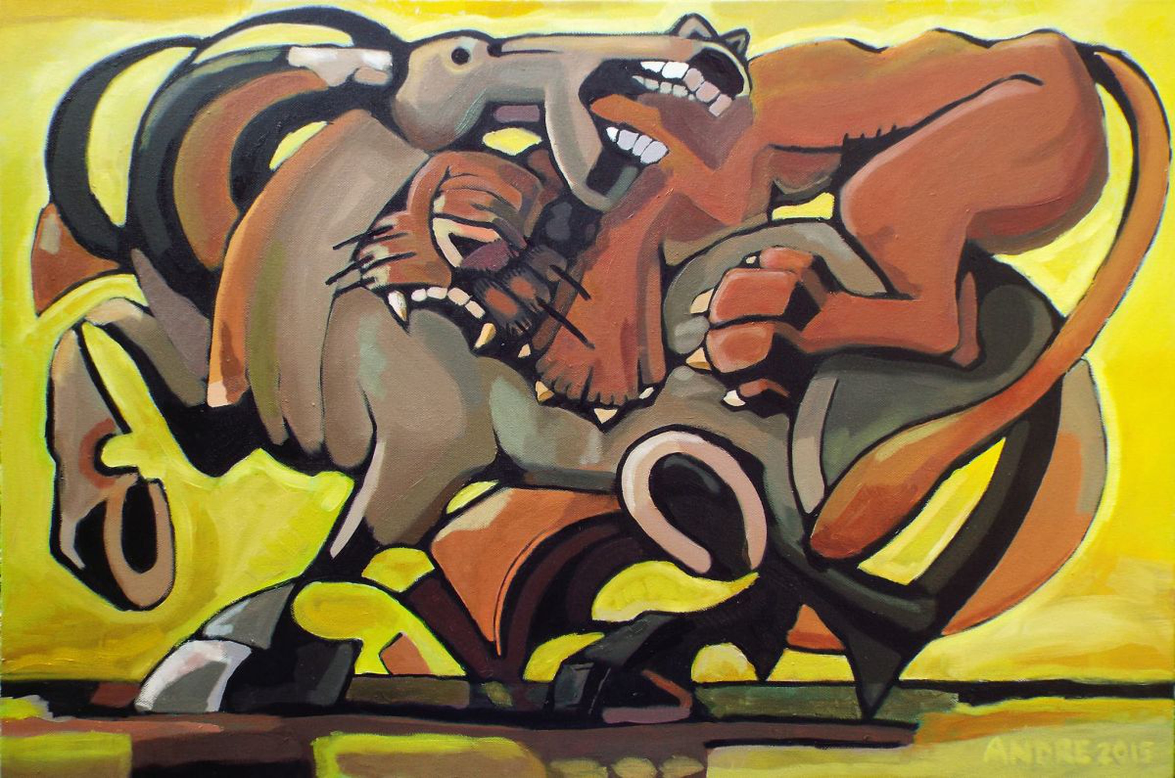 Horse Attacked By A Lion By Andre Le Roux Artfinder