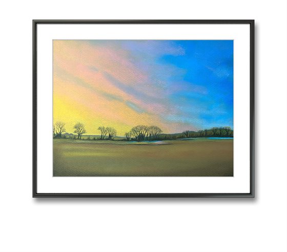 Sunset trees Norfolk Landscape Art