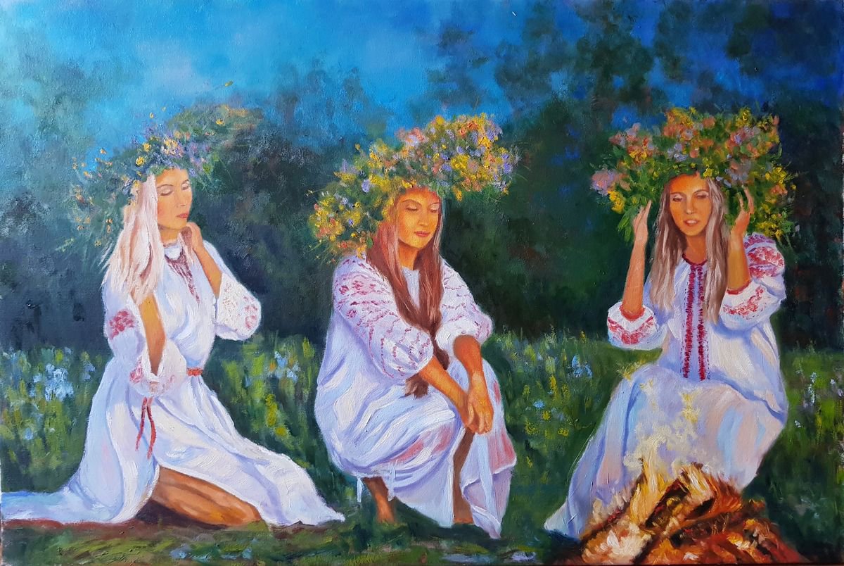 Impressionistic Portrait Oil Painting By Svetlana Grishkovec-Kiisky, 39 X 26", Bachelorettes Evening, Original Artwork