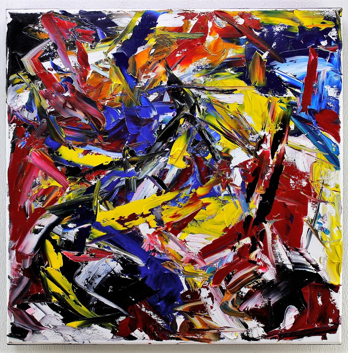 Abstract Oil Painting By Alessandro Butera, 20 X 20, Lee Ritenour, Original Artwork