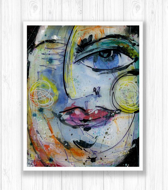 Funky Face Love 24 - Mixed Media Art by Kathy Morton Stanion