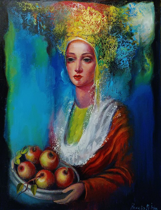 " Girl with Apples "