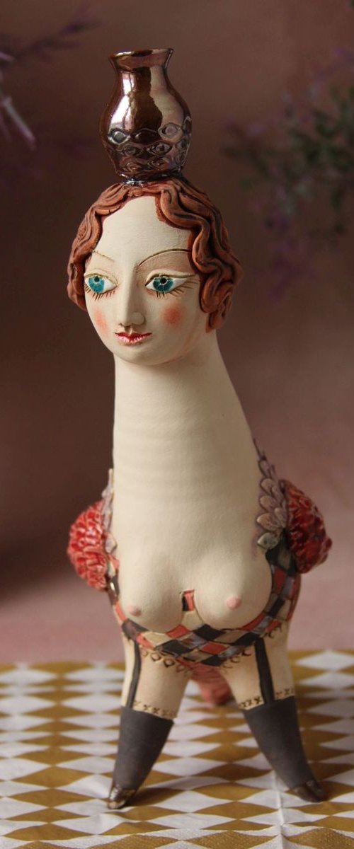 Bird Women with a jug. Ceramic sculpture by Elya Yalonetski
