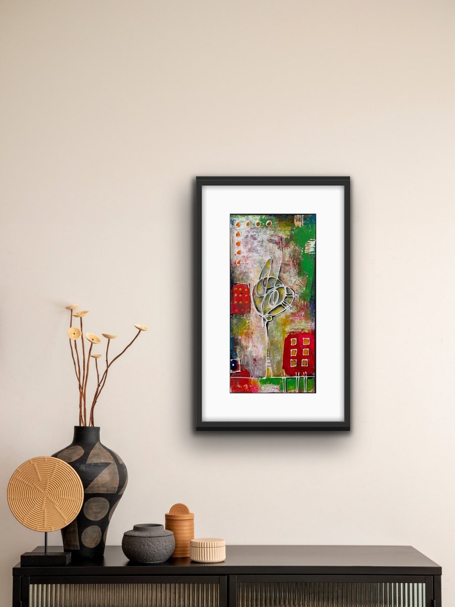 Abstract Acrylic Painting By Gor Avetisyan, 9 X 19, Dancing With Shadows Iv, Original Artwork