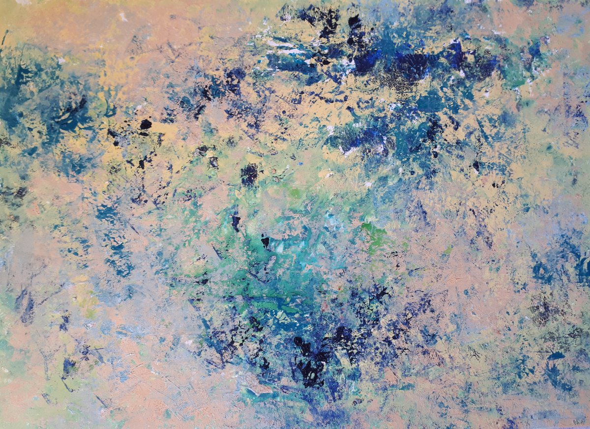 Impressionistic Abstract Oil Painting By Olga Onopko, 28 X 20", From High, Original Artwork