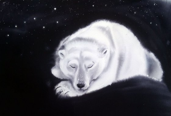 Sleeping Polar Bear  -  Night - Big Dipper - Ursa Major