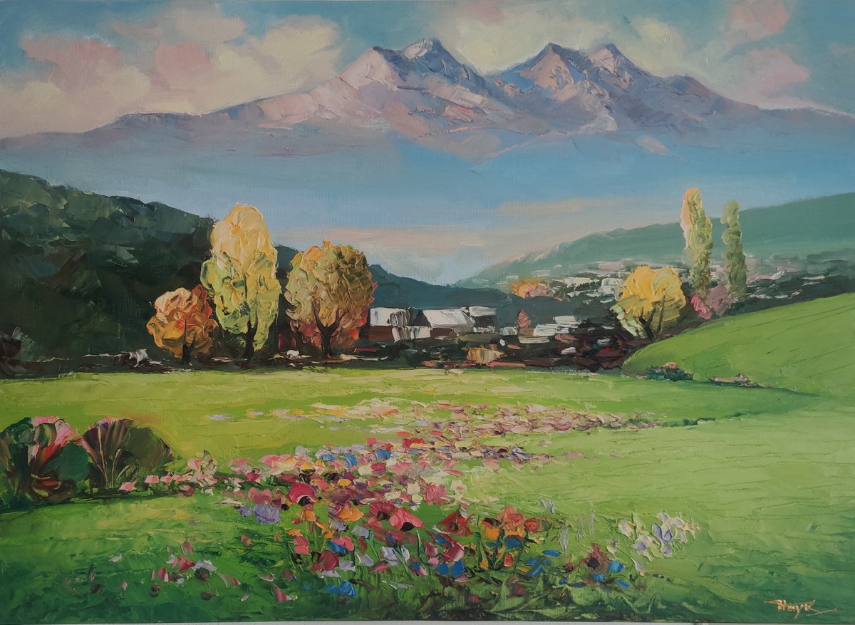 Beautiful Armenian landscape (50x70cm oil painting, ready to hang) by Hayk Miqayelyan