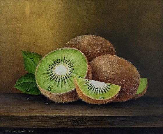 Still life-kiwi(24x30cm, oil painting, ready to hang)
