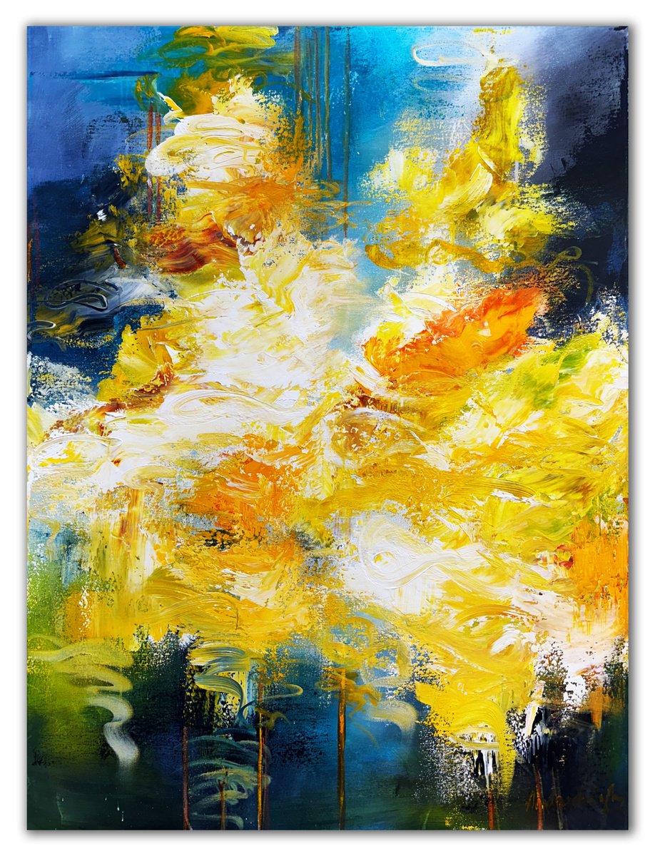 Abstract Acrylic Painting By Andrada Anghel, 30 X 40, Summer Bloom, Original Artwork