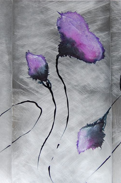 Purple Blooms Triptych by Rachel McCullock