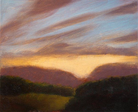 In the evening - landscape oil painting Sunset Countryside Nature