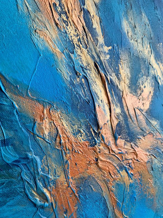 Blue Planet - XL LARGE,  TEXTURED ABSTRACT ART – EXPRESSIONS OF ENERGY AND LIGHT. READY TO HANG!