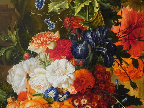 "Flowers" Oil on canvas, handmade art. FREE SHIPPING