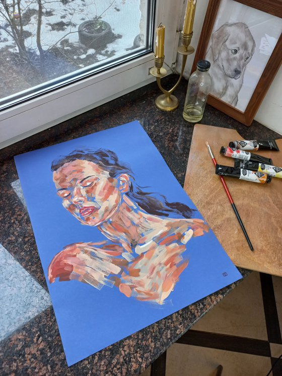 Acrylic woman portrait 50x35 cm