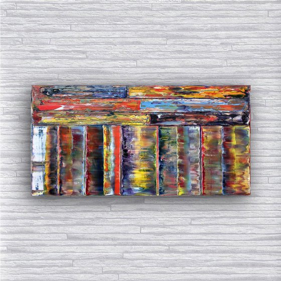 "All Structures Are Unstable" - Original Highly Textured PMS Abstract Oil Painting On Canvas - 36" x 18"