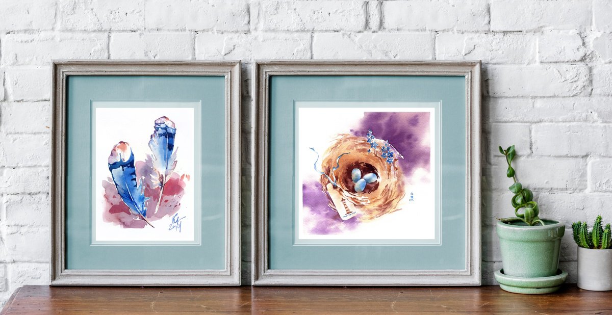 Impressionistic Animal Watercolour By Ksenia Selianko, 9 X 8", Diptych