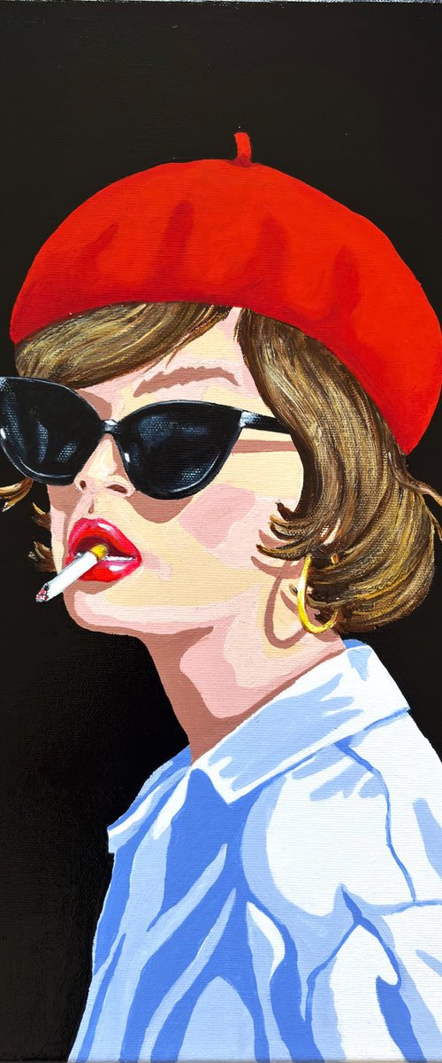 Girl in a red beret by Lena Smirnova