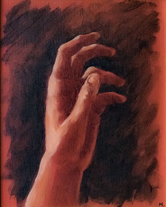 "Hand study 1" - Small oil sketch - 22X27 cm - FRAMED