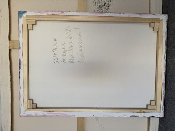 Blush Terrain – Blue Pink Abstract Landscape