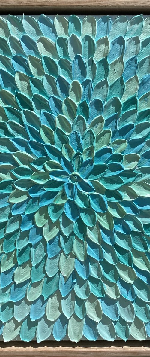 Teal sea (framed) by Guzaliya Xavier