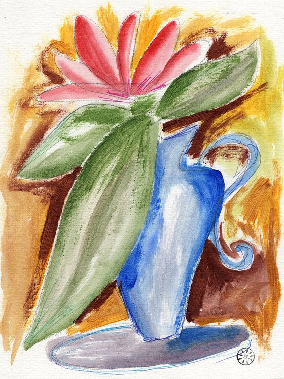 Flower In A Blue Vase