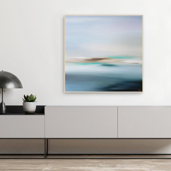 Abstract landscape Pure Memories, 80×80 cm, original, Free shipping