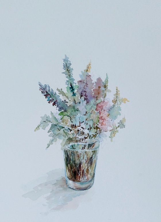 Bouquet of May wildflowers. Original watercolour painting.