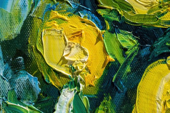 Abstract Lemon Impasto Art