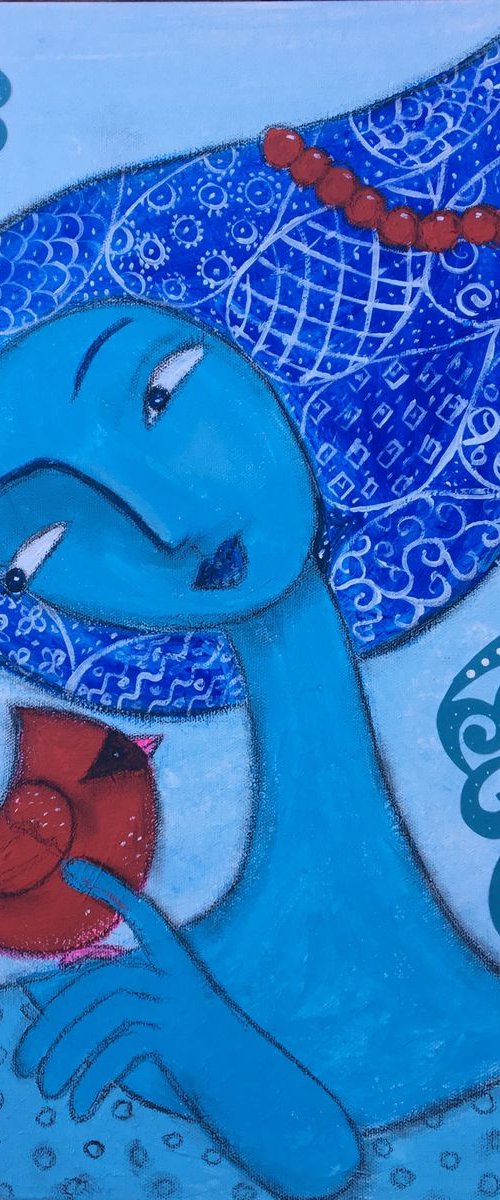 You brighten up my day. Cardinal bird. Abstract by Anya Getter
