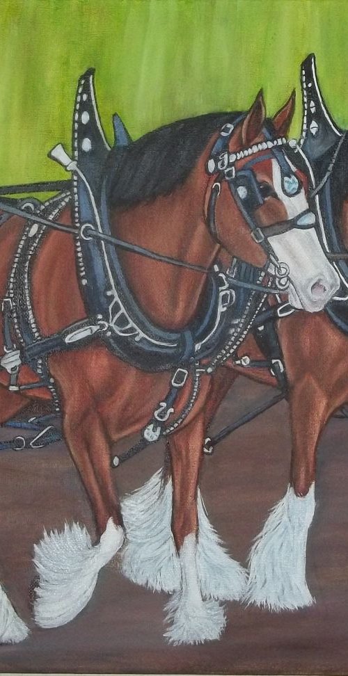 Draft horses, Clydesdales by Sofya Mikeworth