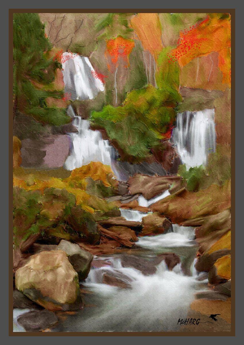 Impressionistic Landscape Painting By Joe Mcharg, 30 X 42, Anna Ruby Falls 2638, Original Artwork