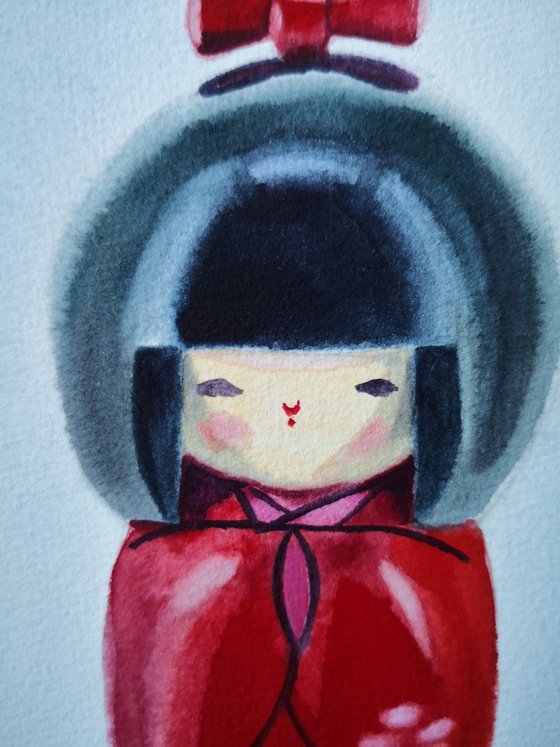 Red Kokeshi Doll