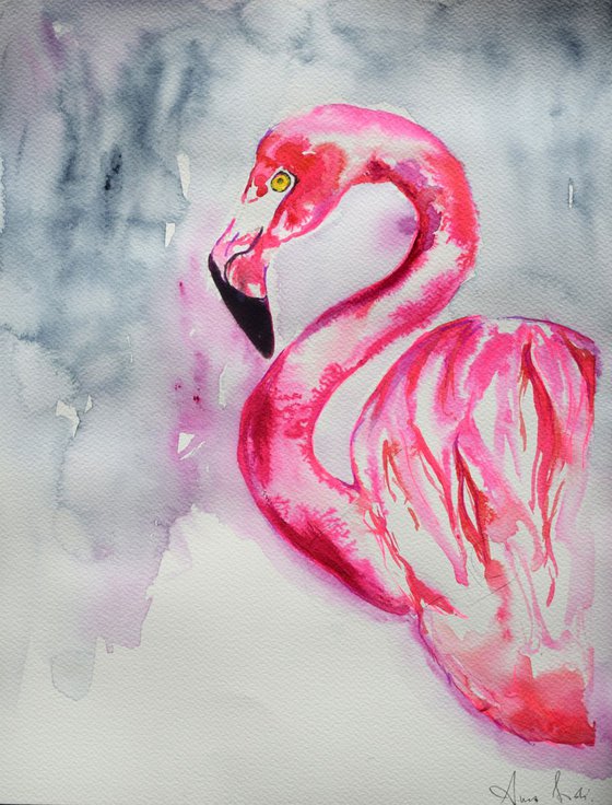 Portrait of Flamingo/ Watercolour