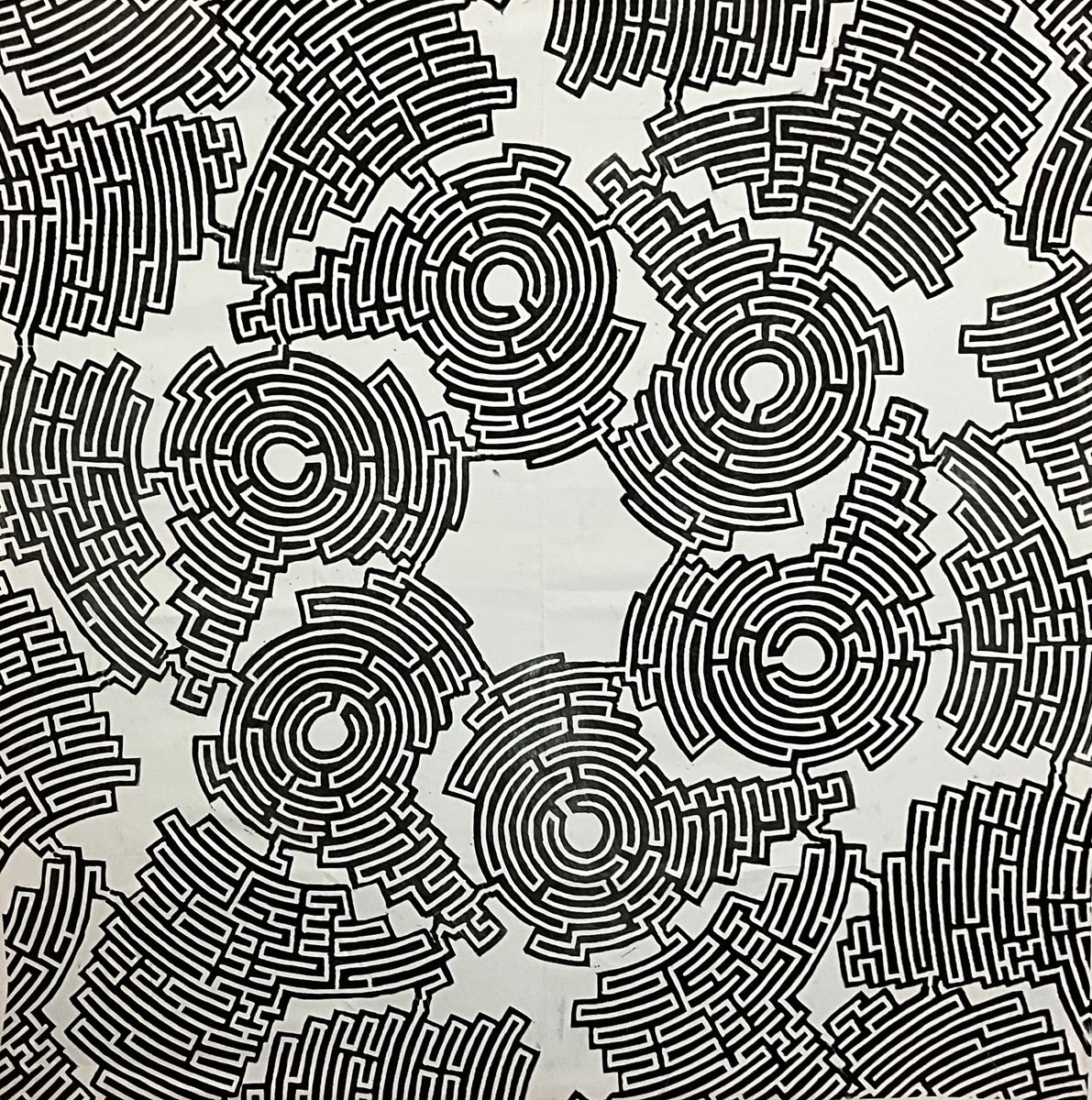 Geometric Linocut , Labyrinth #5 By Michael E. Voss, 45 X 45, Artwork For Sale On Artfinder