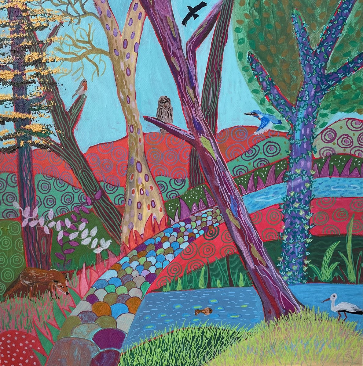 When Rivers Meet By Laure Bury, 16 X 16, Artwork For Sale On Artfinder
