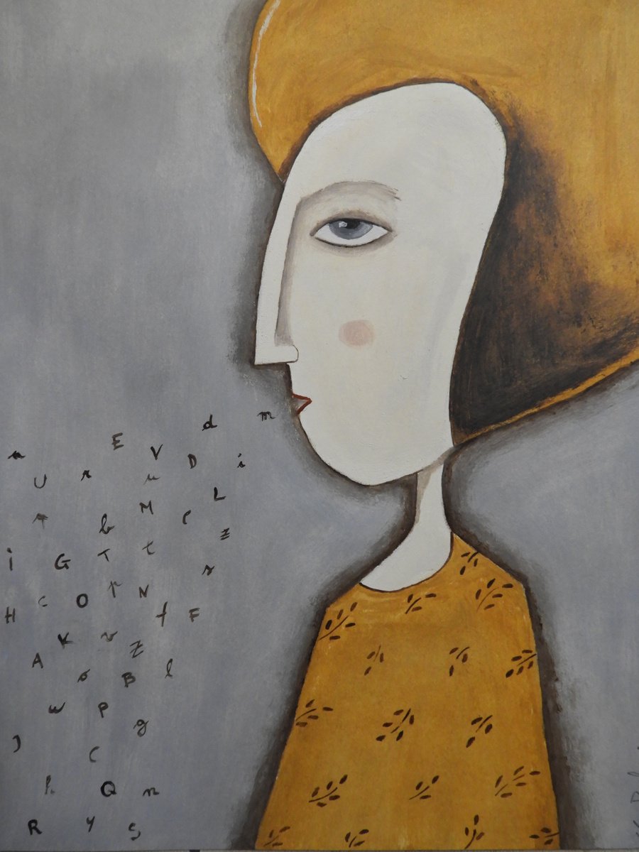 Talking 2 - oil on paper by Silvia Beneforti