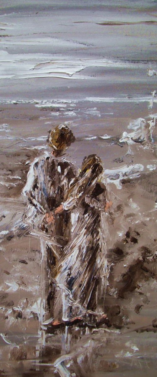 " FOR BAD AND FOR GOOD ... " SEA original painting palette knife GIFT MODERN URBAN ART OFFICE ART DECOR HOME DECOR GIFT IDEA by Monika Luniak