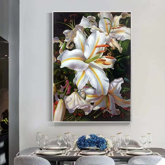 Photorealism oil painting:Prosperous flowers t200