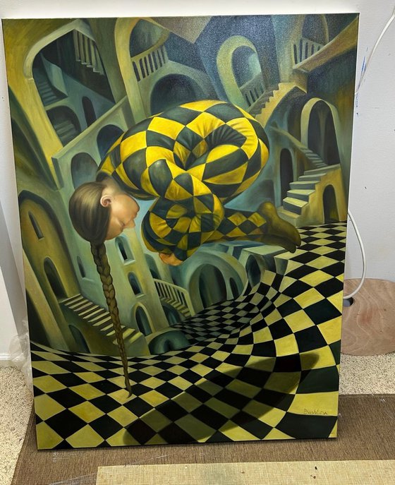 Original Oil Painting The Equilibrist Dream